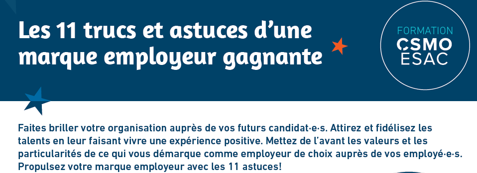 Capture d'écran du haut de la fiche sur la marque employeur attirante pour la main d'oeuvre 